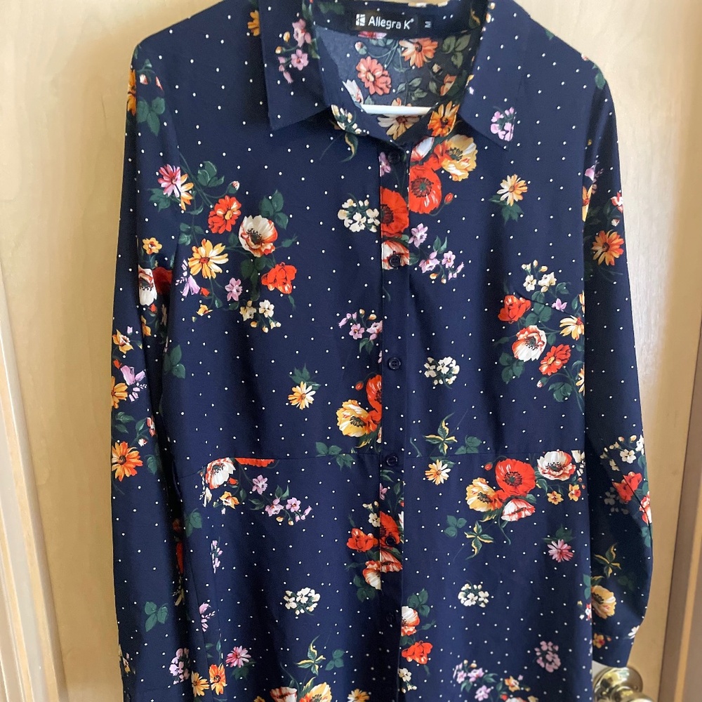 Lightweight floral button up dress